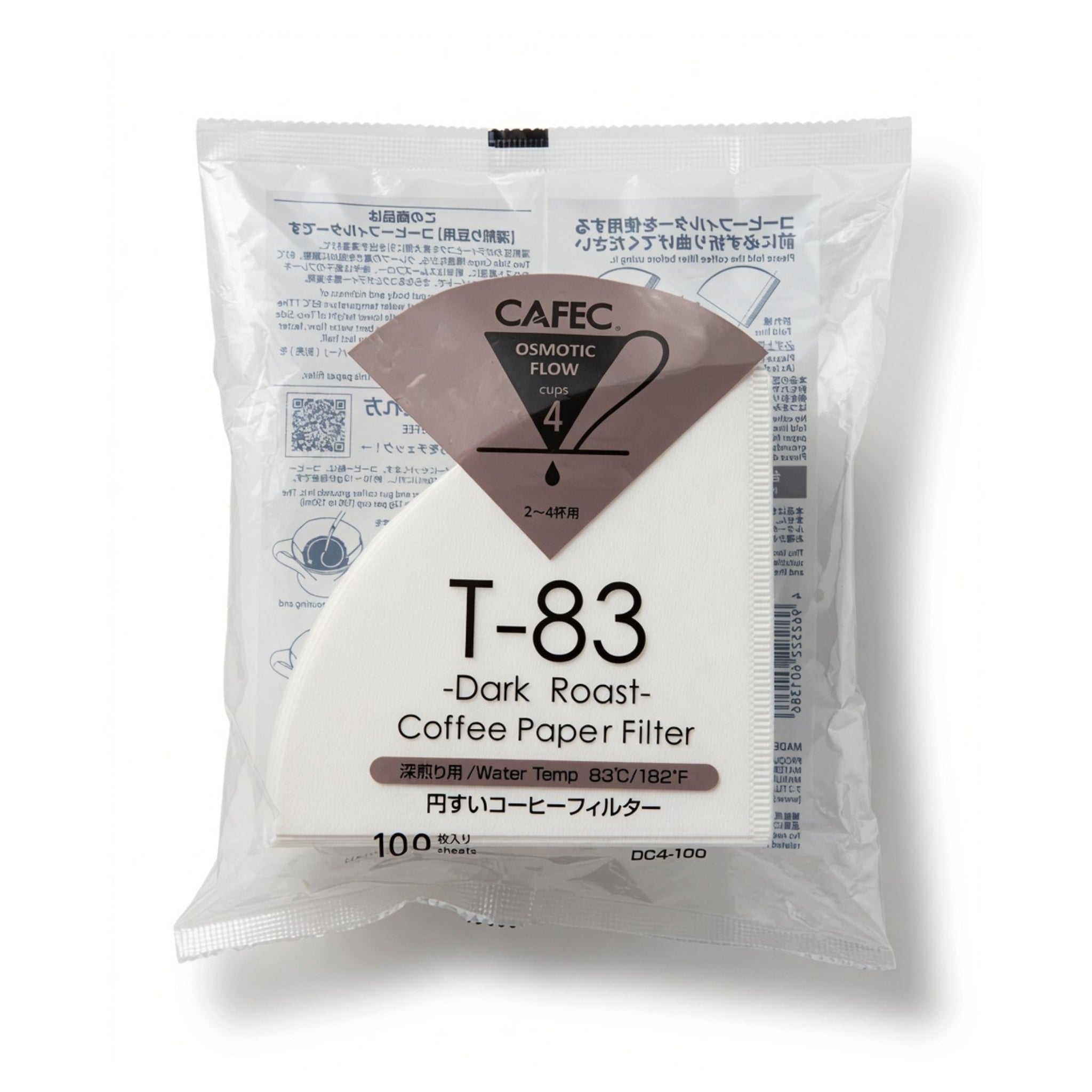 CAFEC T83 Dark Roast Coffee Filter Paper - 100 Sheets (Made in Japan)
