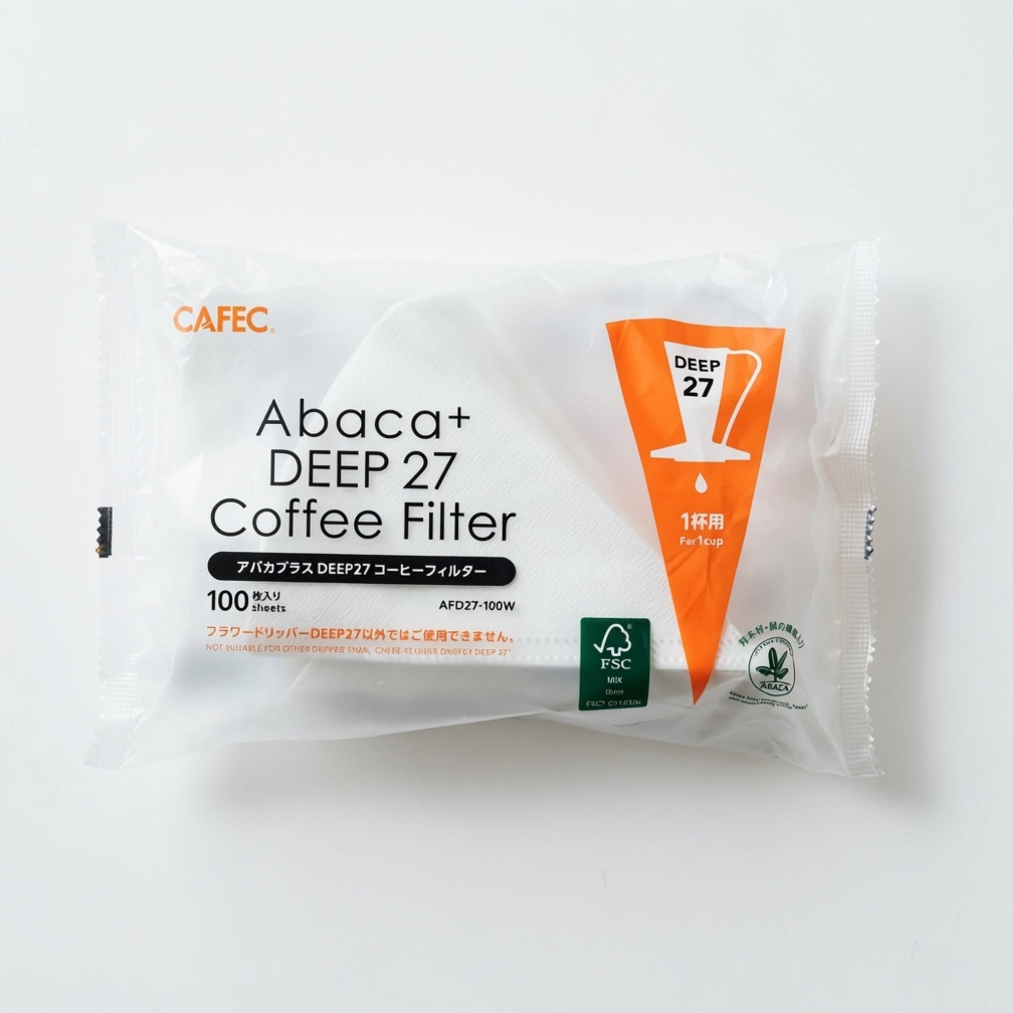 CAFEC Abaca+ Deep 27 Coffee Filter Paper - 100 sheets (Made in Japan)