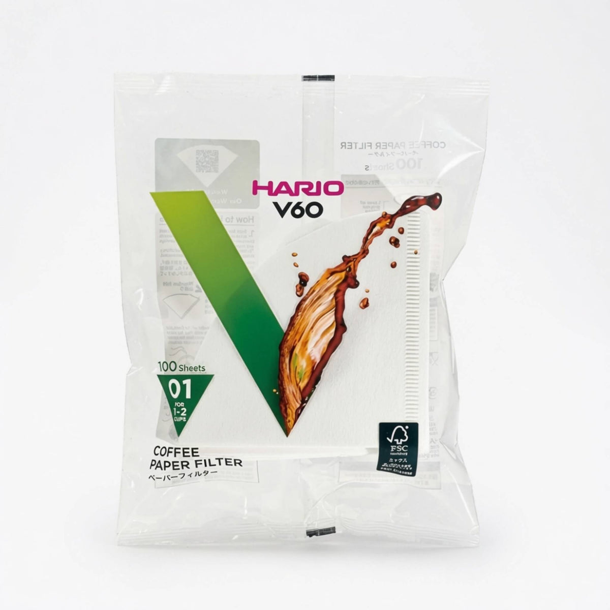 HARIO V60‭ ‬01 濾紙‭ -‬‭ ‬100張‭ (‬日本製造‭)‬