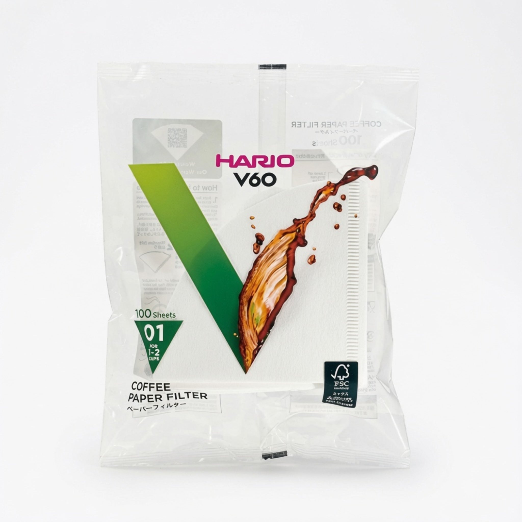 HARIO V60 01 Filter Paper - 100 sheets (Made in Japan)