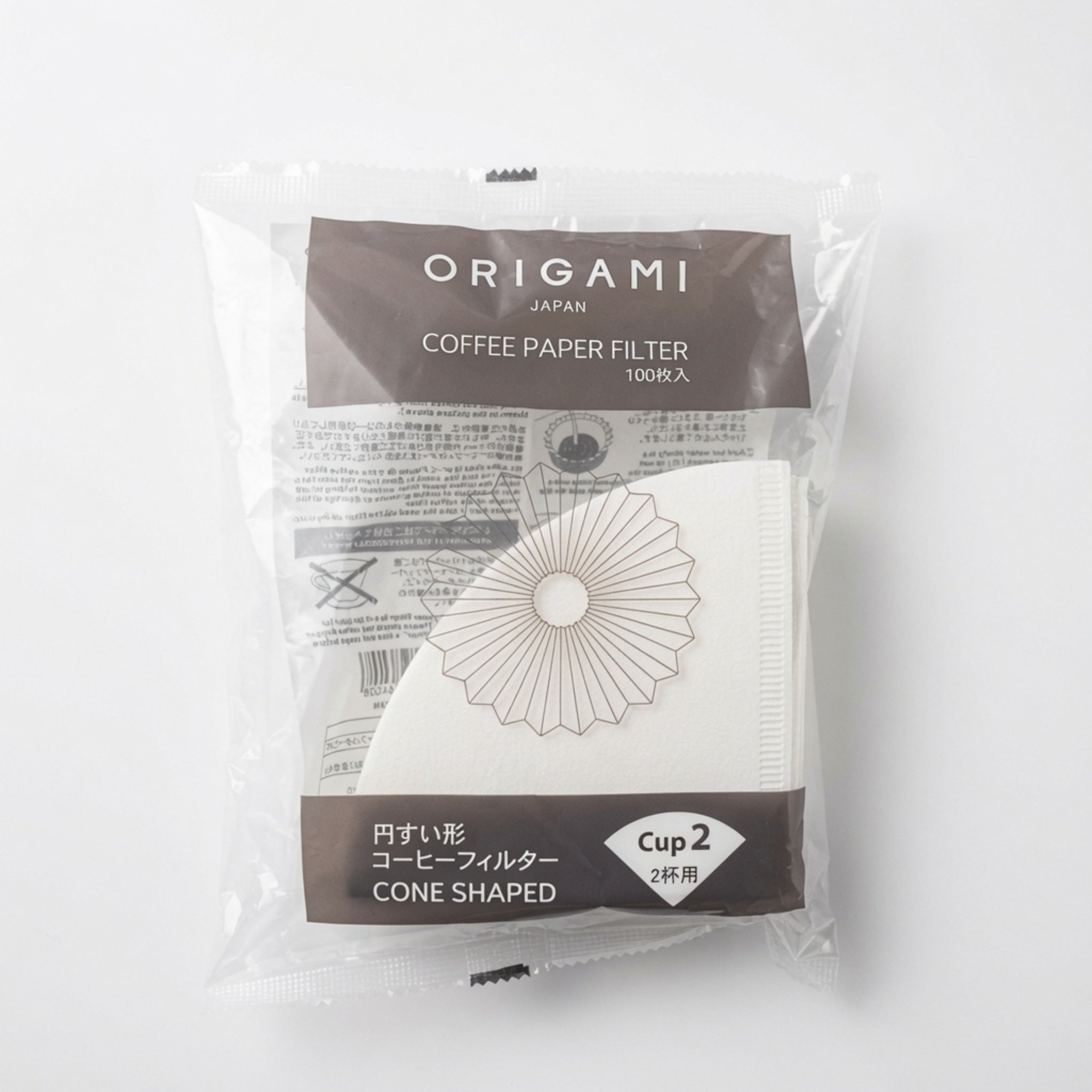Origami Cup 2 Conical Coffee Filters - 100 sheets (Made in Japan)